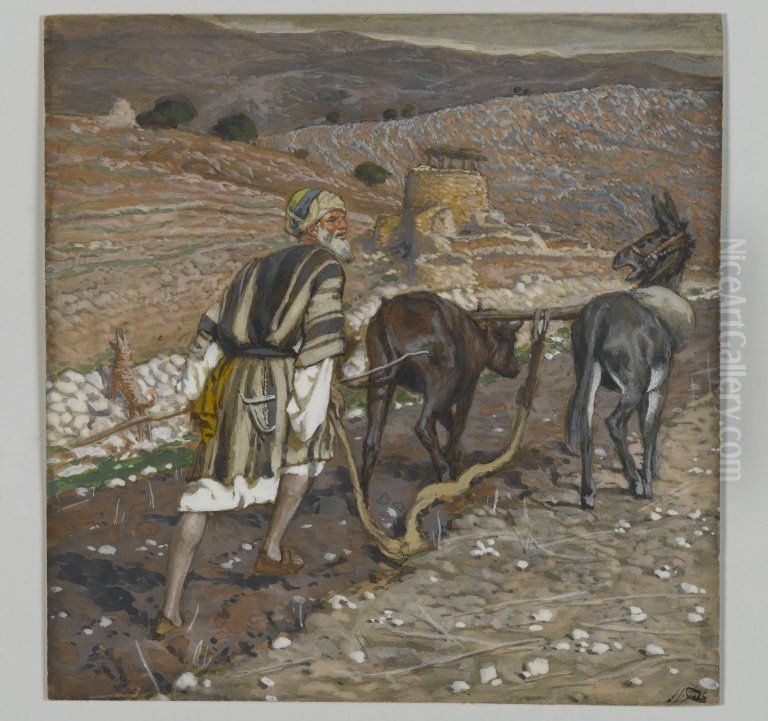 The Man at the Plough Oil Painting by James Jacques Joseph Tissot