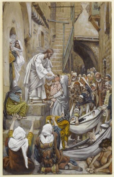 All the City Was Gathered at His Door Oil Painting by James Tissot