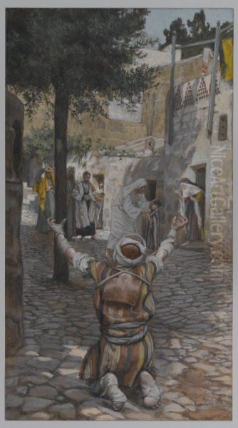 Guerison des lepreux a Capernaum Oil Painting by James Tissot