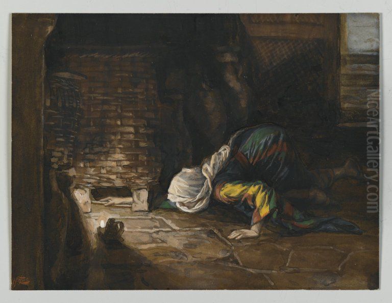 La drachme perdue Oil Painting by James Jacques Joseph Tissot
