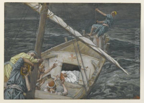Jesus dormant pendant la tempete Oil Painting by James Tissot