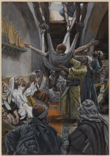 The Palsied Man Let Down through the Roof Oil Painting by James Tissot