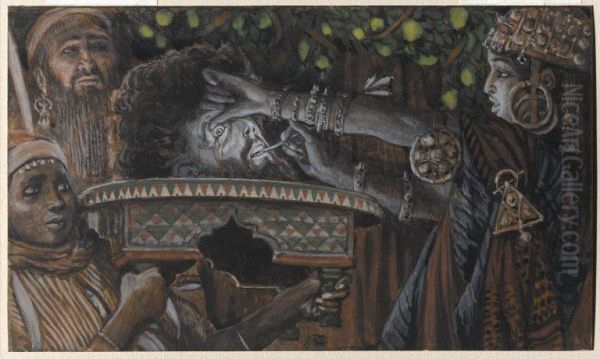 The Head of Saint John the Baptist on a Charger Oil Painting by James Jacques Joseph Tissot