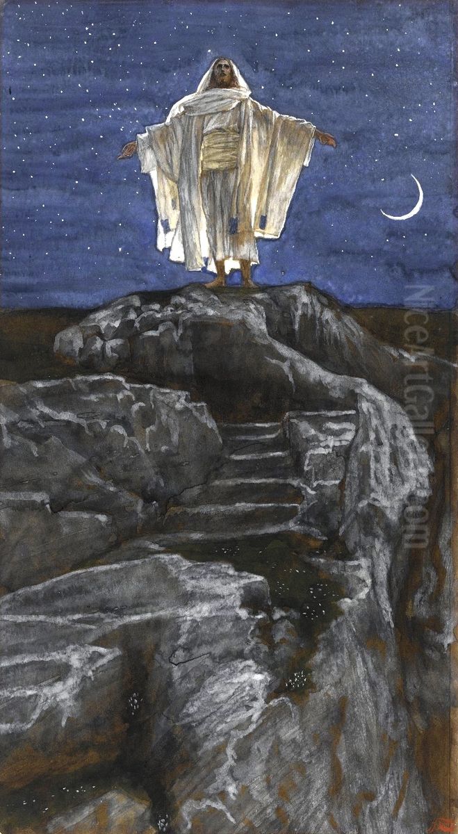Jesus Goes Up Alone onto a Mountain to Pray Oil Painting by James Jacques Joseph Tissot