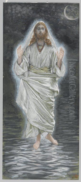 Jesus Walks on the Sea Oil Painting by James Jacques Joseph Tissot