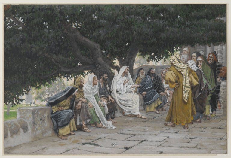 Lespharisienset lessaduceensviennent pour tenterJesus Oil Painting by James Jacques Joseph Tissot