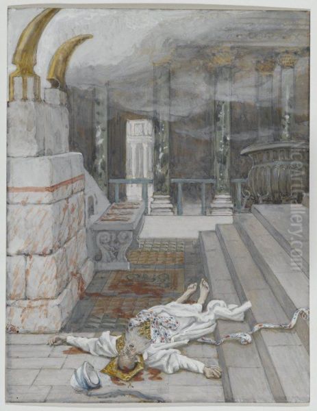 Zacharias Killed Between the Temple and the Altar Oil Painting by James Tissot