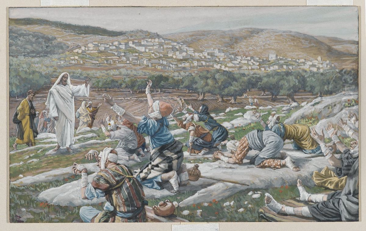 Guerison de dix lepreux Oil Painting by James Jacques Joseph Tissot
