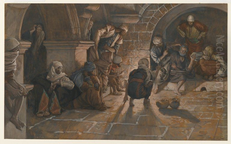 Deuxieme reniement de Saint Pierre Oil Painting by James Jacques Joseph Tissot