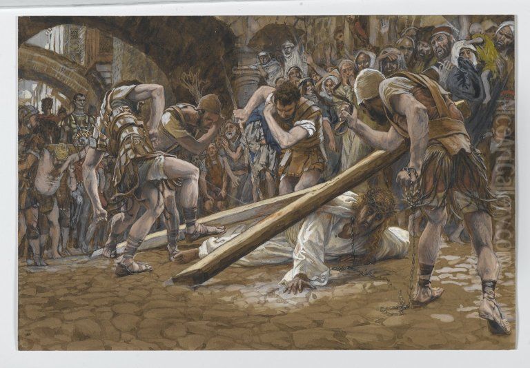 Jesus tombe sous la Croix Oil Painting by James Jacques Joseph Tissot