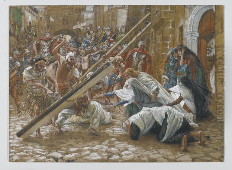 Jesus rencontre sa mere Oil Painting by James Jacques Joseph Tissot