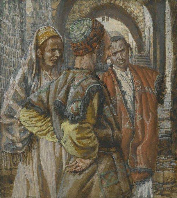 Simon de Cyrene et ses deux fils, Alexandre et Rufus Oil Painting by James Jacques Joseph Tissot