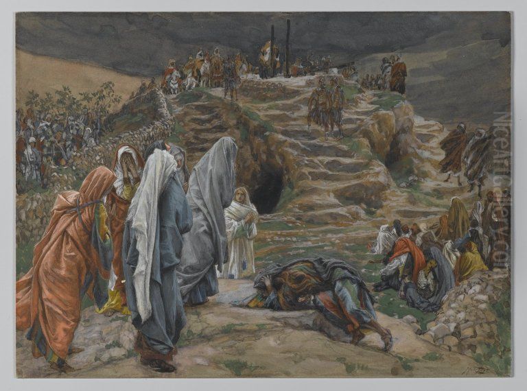 Les saintes femmes observent de loin Oil Painting by James Jacques Joseph Tissot