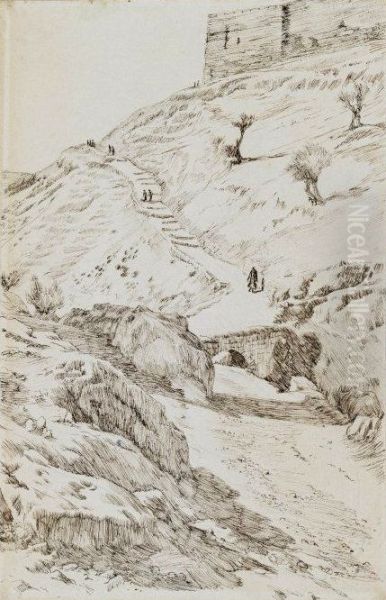 The Bridge of Kedron Coming from Gethsemane Oil Painting by James Tissot