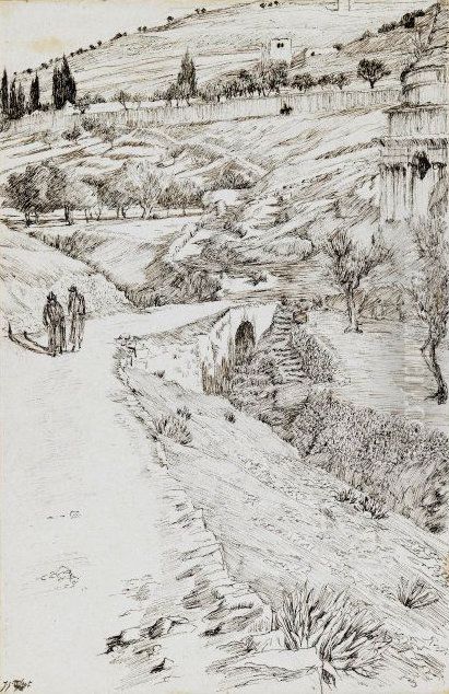 The Bridge of Kedron and the Tomb of Absalom Oil Painting by James Jacques Joseph Tissot