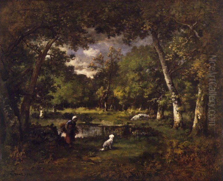 The Pond at Fontainebleau Oil Painting by Narcisse Virgilio Diaz