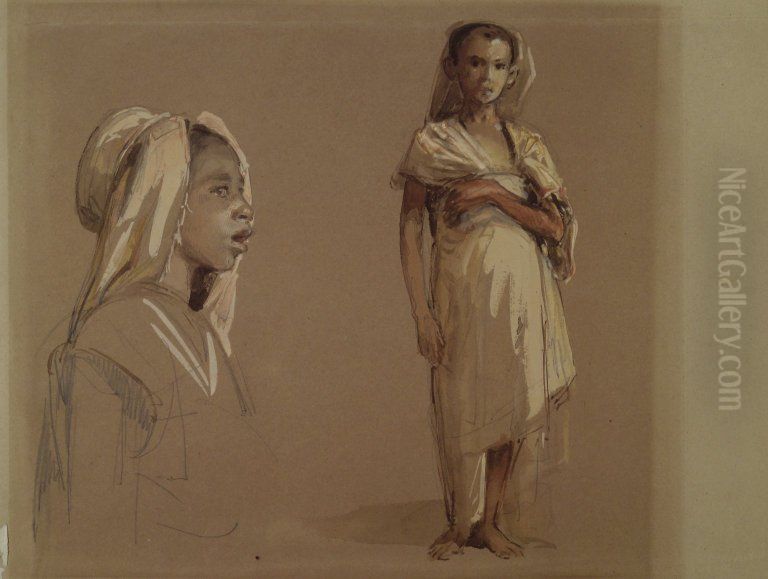 Enfants Kabyles Oil Painting by Isidore Pils