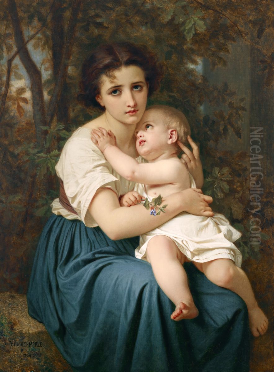 Thoughts of the Future Oil Painting by Hugues Merle Thoughts of the Future Oil Painting by Hugues Merle
