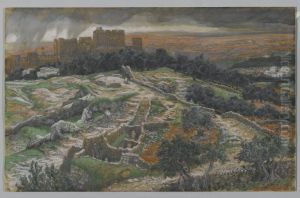 Reconstitution du Golgotha et du Saint-Sepulcre. Vu des murs de la porte judiciare. [Calvaire.]