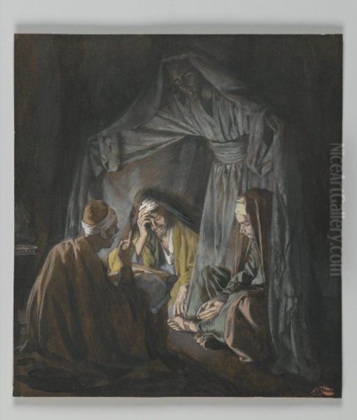 Deux ou trois personnes assemblees en mon nom Oil Painting by James Tissot