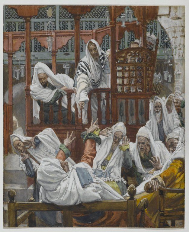 Le possede dans la Synagogue Oil Painting by James Jacques Joseph Tissot