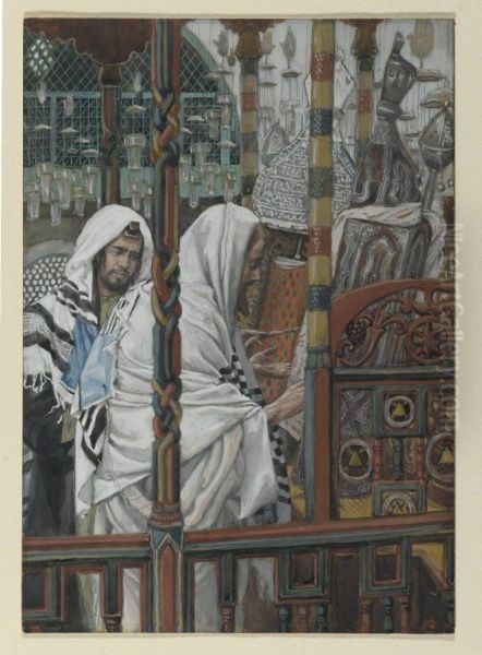 Jesus enseigne dans les synagogues Oil Painting by James Tissot