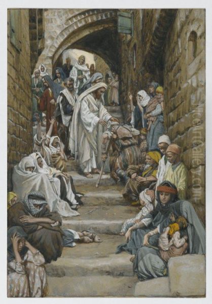 Dans les villages on lui presentait des malades Oil Painting by James Jacques Joseph Tissot