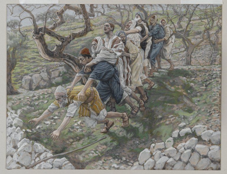 The Blind in the Ditch Oil Painting by James Jacques Joseph Tissot