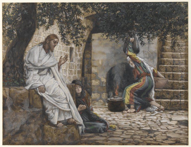 Mary Magdalene at the Feet of Jesus Oil Painting by James Jacques Joseph Tissot