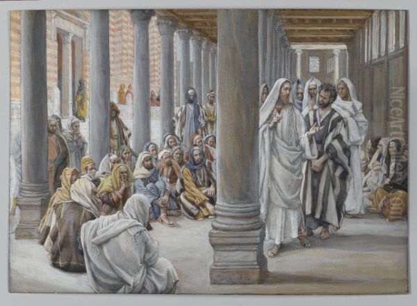 Jesus Walks in the Portico of Solomon Oil Painting by James Jacques Joseph Tissot