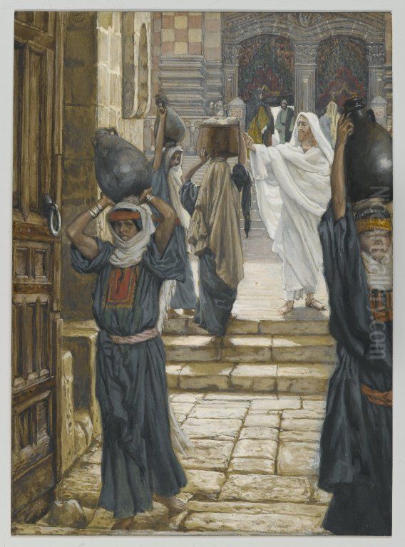 Jesus Forbids the Carrying of Loads in the Forecourt of the Temple Oil Painting by James Jacques Joseph Tissot Jesus Forbids the Carrying of Loads in the Forecourt of the Temple Oil Painting by James Jacques Joseph Tissot