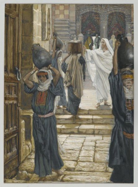 Jesus empeche de porter les fardeaux dans le parvis du Temple Oil Painting by James Tissot
