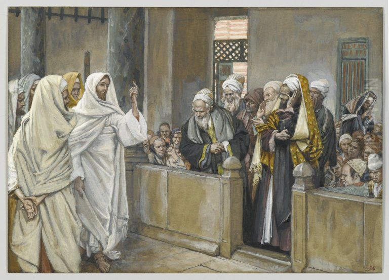 The Chief Priests Ask Jesus by What Right Does He Act in This Way Oil Painting by James Jacques Joseph Tissot