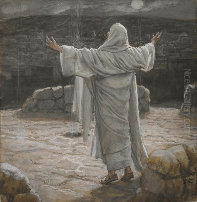 Christ Retreats to the Mountain at Night Oil Painting by James Jacques Joseph Tissot