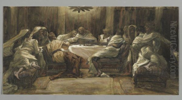 The Last Supper: Judas Dipping his Hand in the Dish Oil Painting by James Tissot