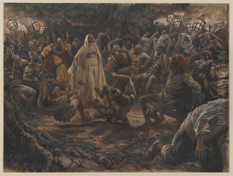 Les gardes tombant a la renverse Oil Painting by James Jacques Joseph Tissot