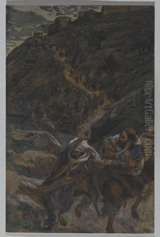 La fuite des Apotres Oil Painting by James Jacques Joseph Tissot