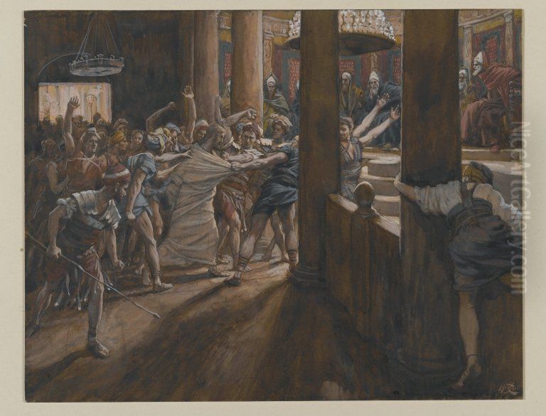 Le tribunal d'Anne Oil Painting by James Jacques Joseph Tissot