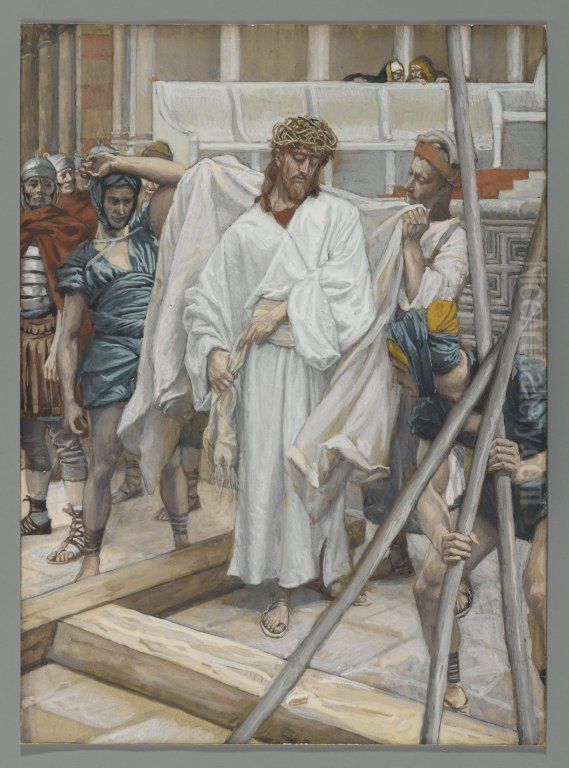 They Dressed Him in His Own Garments Oil Painting by James Jacques Joseph Tissot