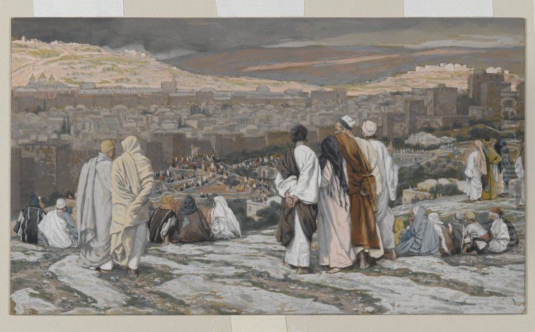 Les disciples ayant quitte leur retraite assistent de loin au supplice Oil Painting by James Jacques Joseph Tissot