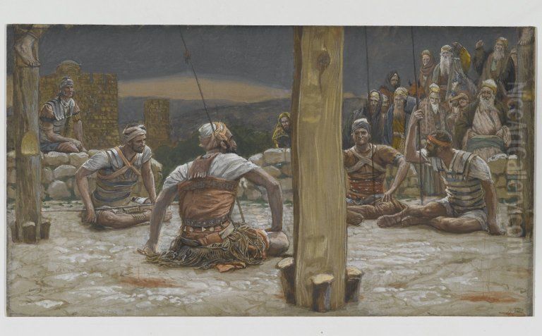 The Four Guards Sat Down and Watched Him Oil Painting by James Jacques Joseph Tissot
