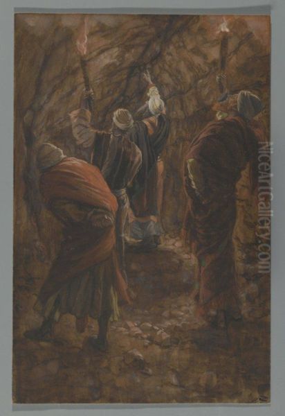La fente du rocher dans la grotte sous le calvaire Oil Painting by James Jacques Joseph Tissot
