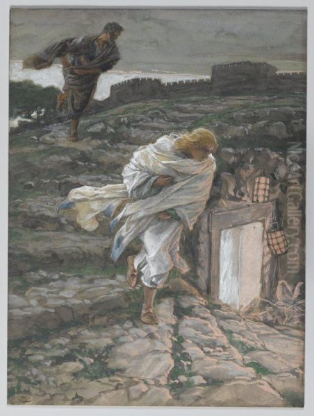Saint Pierre et Saint Jean courent au sepulcre Oil Painting by James Tissot