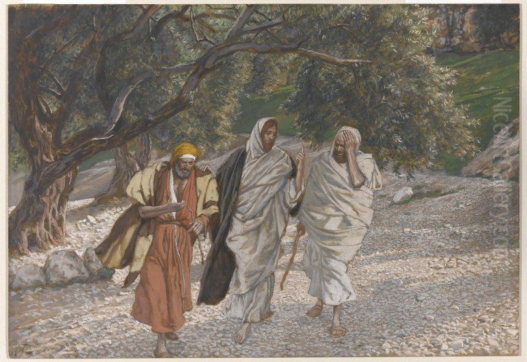 The Pilgrims of Emmaus on the Road Oil Painting by James Jacques Joseph Tissot