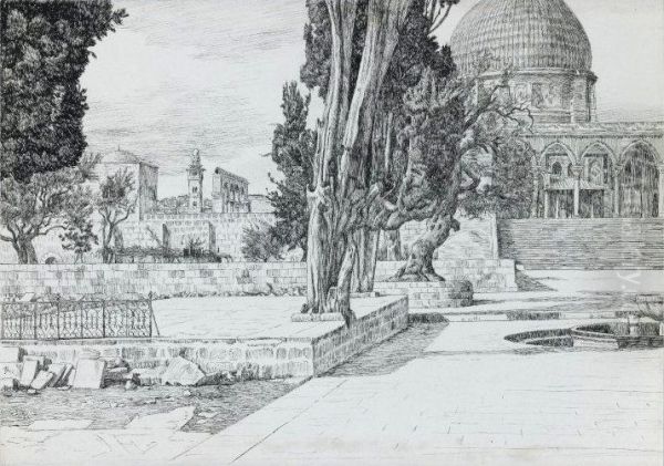 Mosque of Es-Sakrah Called Mosque of Omar, Jerusalem Oil Painting by James Tissot