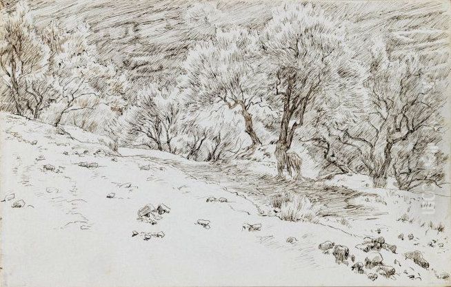 Oliviers, vallee de Hinon Oil Painting by James Jacques Joseph Tissot