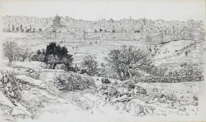 Jerusalem Seen from the Mount of Olives Oil Painting by James Jacques Joseph Tissot
