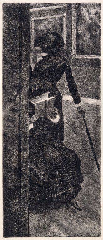 Mary Cassatt au Louvre: La Peinture Oil Painting by Edgar Degas