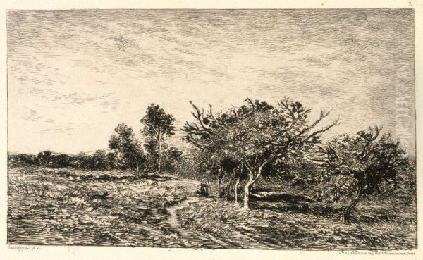 Apple Trees at Auvers Oil Painting by Charles-Francois Daubigny