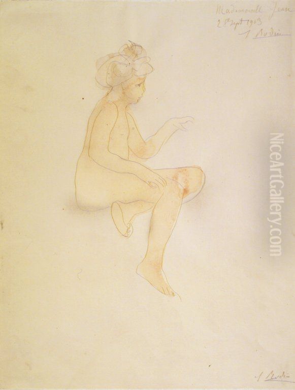Mlle Jean Simpson, assise Oil Painting by Auguste Rodin